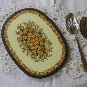 Vintage 70's Oval Melamine Trivet Casserole Stand